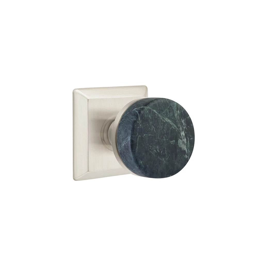 Emtek - Concealed Fastener, Select Passage, Quincy Rosette US15, Conical Stem US15, Green Marble Knob - Satin Nickel