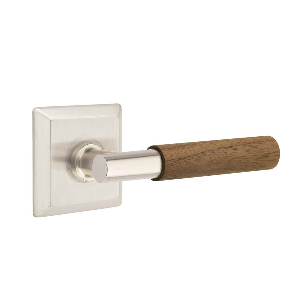 Emtek - Select Passage, Quincy Rosette US15, T-Bar Stem US15, Dark Walnut Handle, LH - Satin Nickel