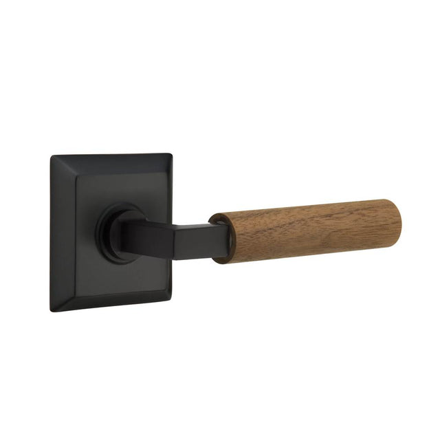 Emtek - Select Dummy, Quincy Rosette US19, L-Square Stem US19, Dark Walnut Handle - Flat Black