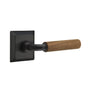 Emtek - Select Passage, Quincy Rosette US19, R-Bar Stem US19, Dark Walnut Handle, LH - Flat Black