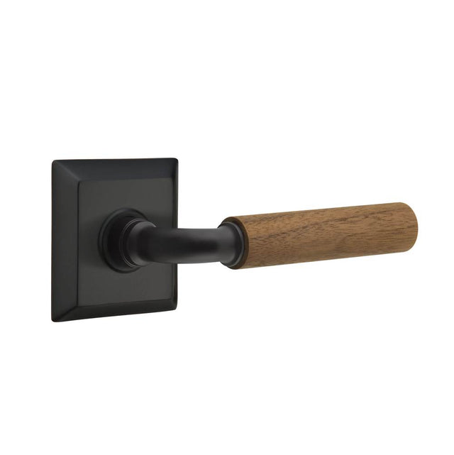 Emtek - Concealed Fastener, Select Passage, Quincy Rosette US19, R-Bar Stem US19, Dark Walnut Handle - Flat Black