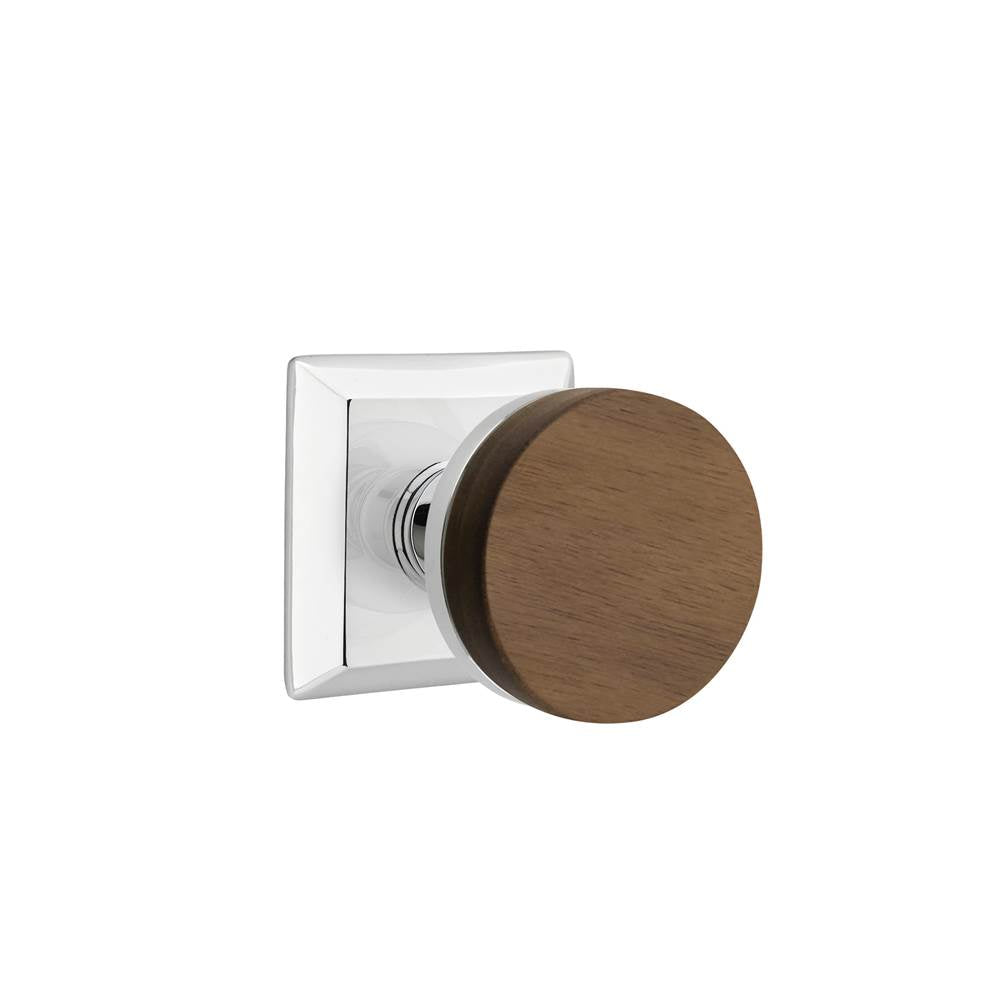 Emtek - Select Passage, Quincy Rosette US26, Conical Stem US26, Dark Walnut Knob - Polished Chrome
