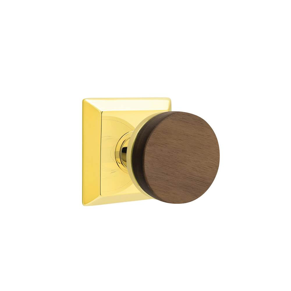Emtek - Select Privacy, Quincy Rosette US3NL, Conical Stem US3NL, Dark Walnut Knob - Unlacquered Brass