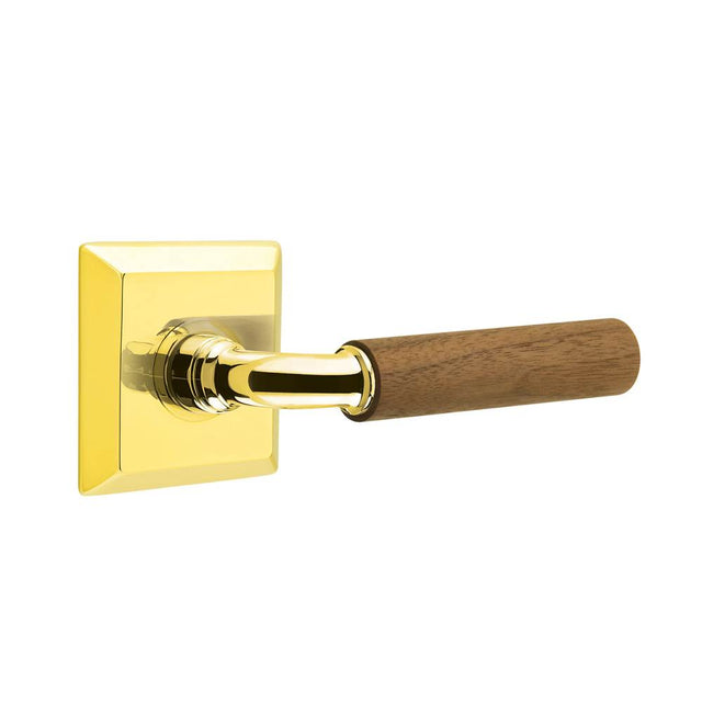 Emtek - Select Passage, Quincy Rosette US3NL, R-Bar Stem US3NL, Dark Walnut Handle, RH - Unlacquered Brass