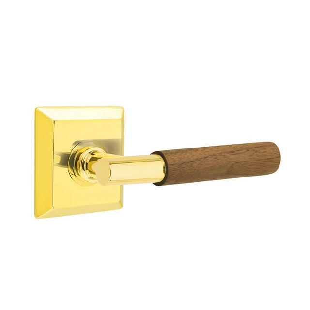 Emtek - Select Privacy, Quincy Rosette US3NL, T-Bar Stem US3NL, Dark Walnut Handle, LH - Unlacquered Brass