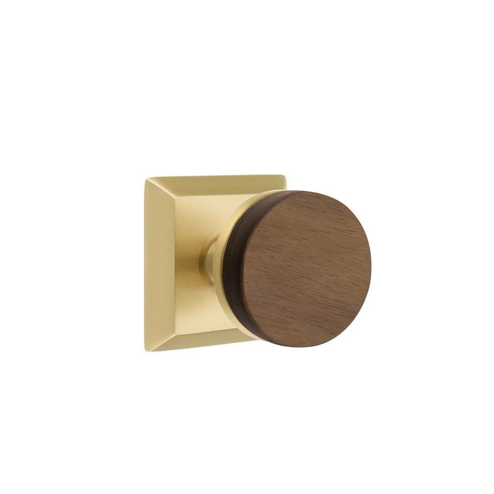 Emtek - Select Privacy, Quincy Rosette US4, Conical Stem US4, Dark Walnut Knob - Satin Brass