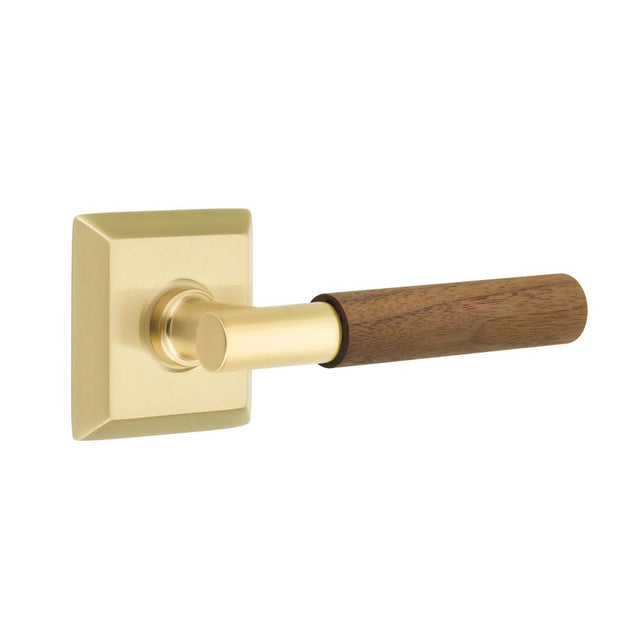 Emtek - Select Dummy, Quincy Rosette US4, T-Bar Stem US4, Dark Walnut Handle - Satin Brass