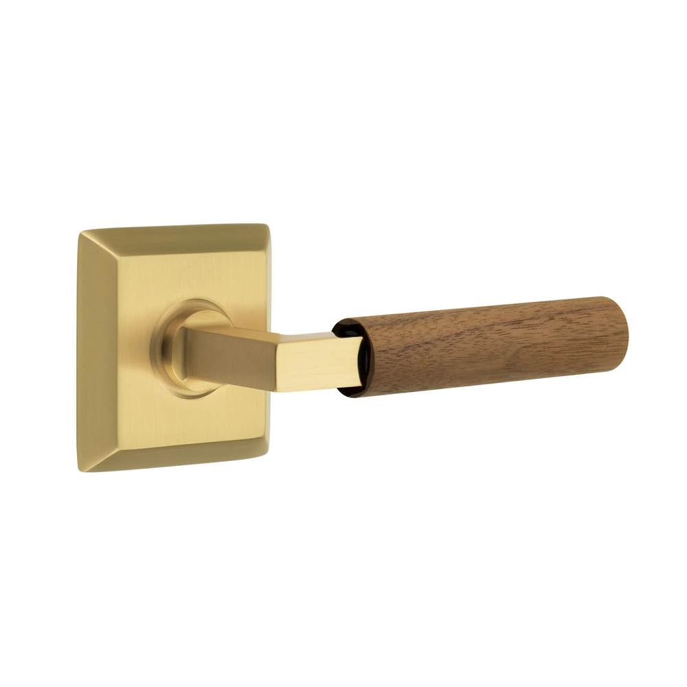 Emtek - Select Passage, Quincy Rosette US7, L-Square Stem US7, Dark Walnut Handle, LH - French Antique