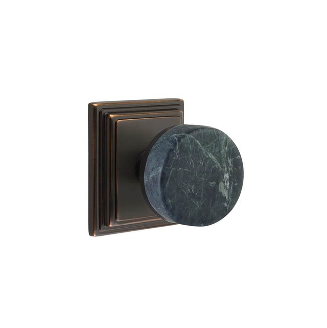 Emtek - Select Passage, Wilshire Rosette US10B, Conical Stem US10B, Green Marble Knob - Oil Rubbed Bronze