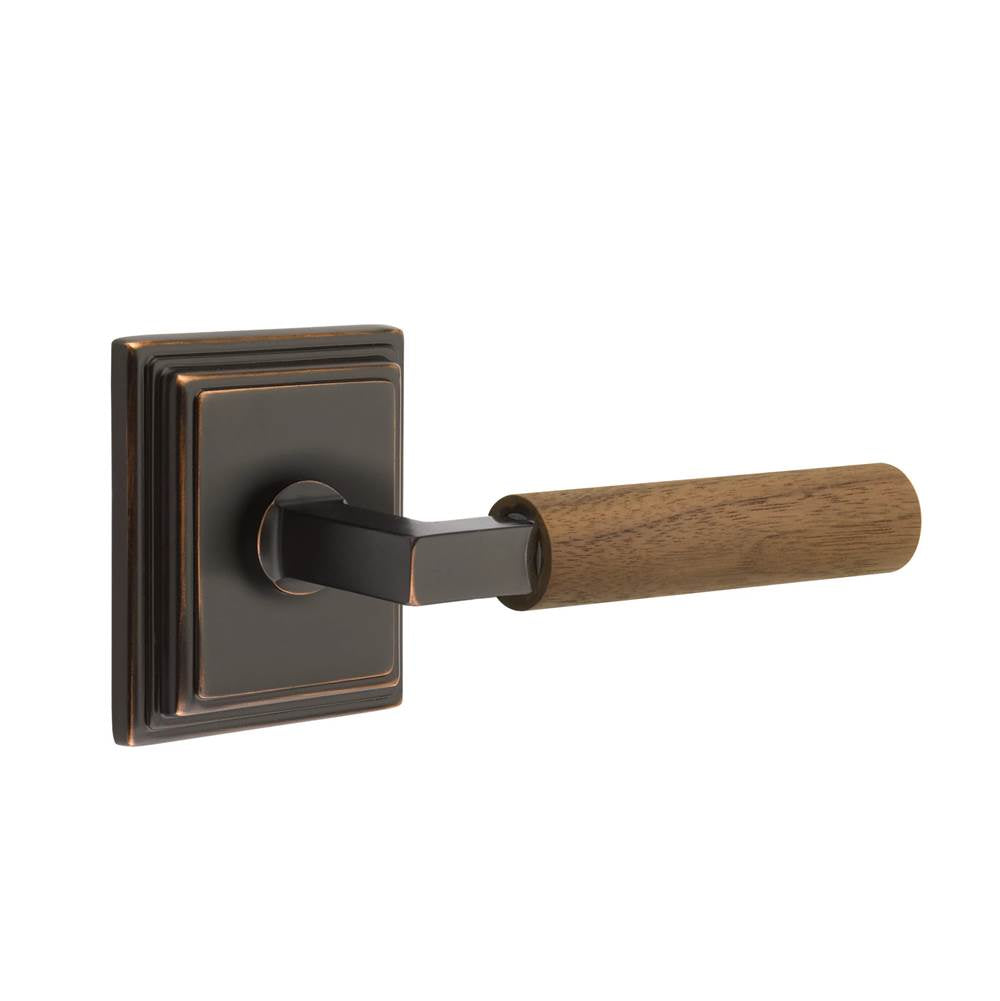 Emtek - Select Privacy, Wilshire Rosette US10B, L-Square Stem US10B, Dark Walnut Handle, LH - Oil Rubbed Bronze