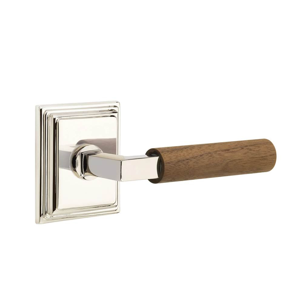 Emtek - Select Privacy, Wilshire Rosette US14, L-Square Stem US14, Dark Walnut Handle, LH - Polished Nickel