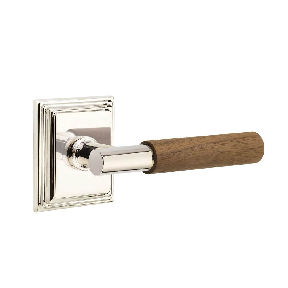 Emtek - Select Privacy, Wilshire Rosette US14, T-Bar Stem US14, Dark Walnut Handle, RH - Polished Nickel