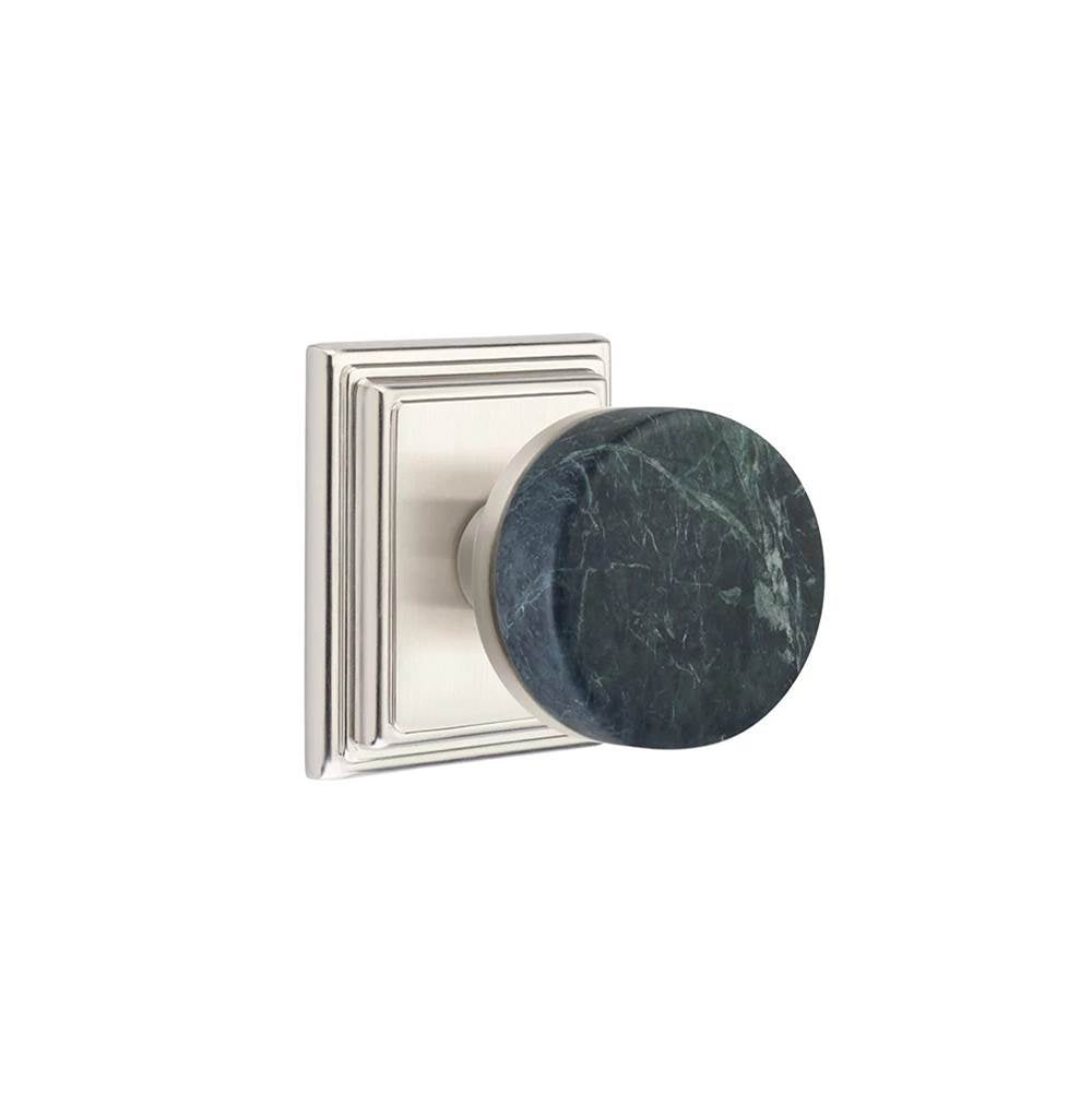 Emtek - Concealed Fastener, Select Passage, Wilshire Rosette US15, Conical Stem US15, Green Marble Knob - Satin Nickel