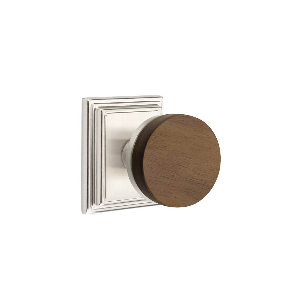Emtek - Concealed Fastener, Select Privacy, Wilshire Rosette US15, Conical Stem US15, Dark Walnut Knob - Satin Nickel