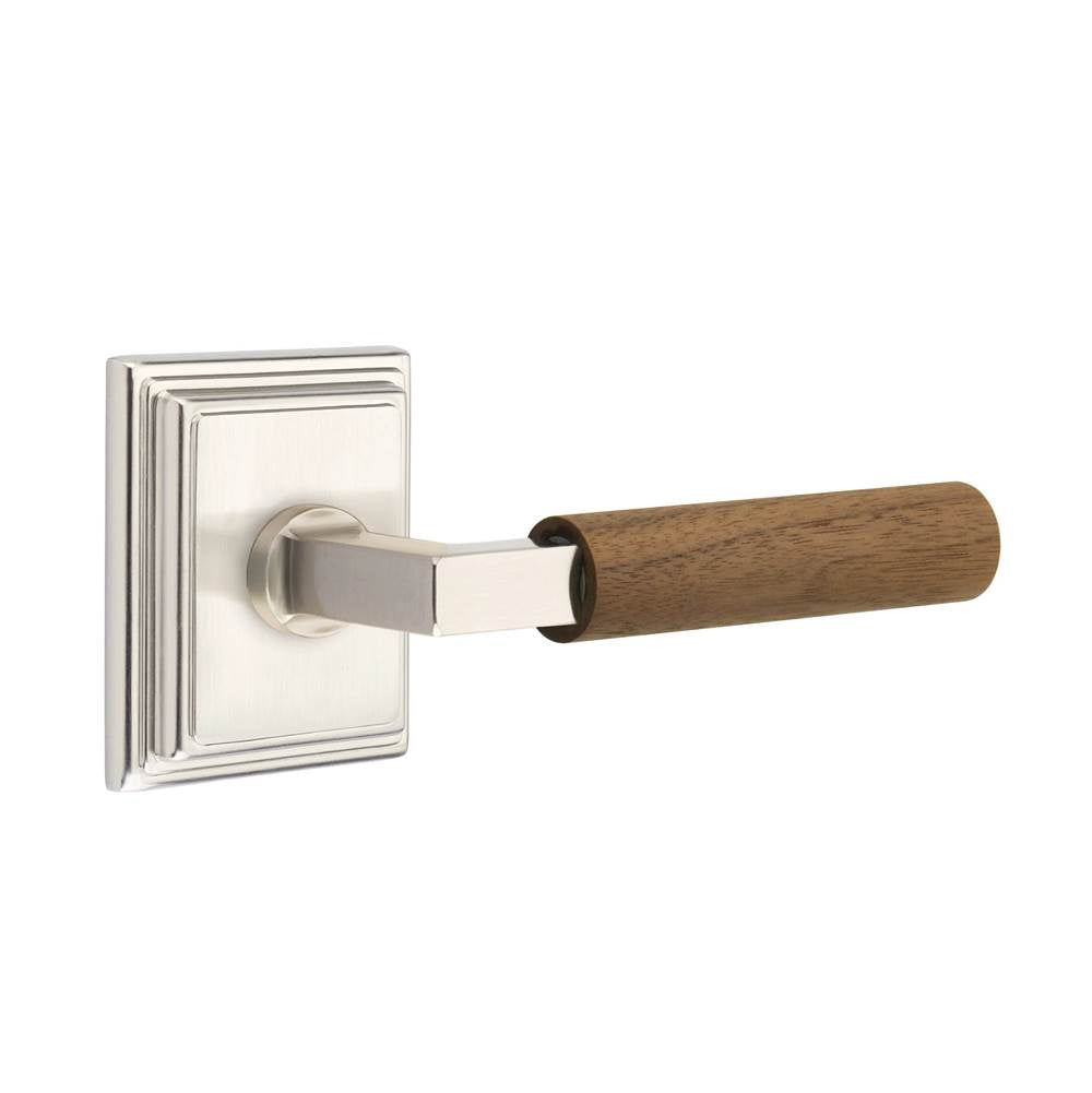 Emtek - Concealed Fastener, Select Privacy, Wilshire Rosette US15, L-Square Stem US15, Dark Walnut Handle - Satin Nickel