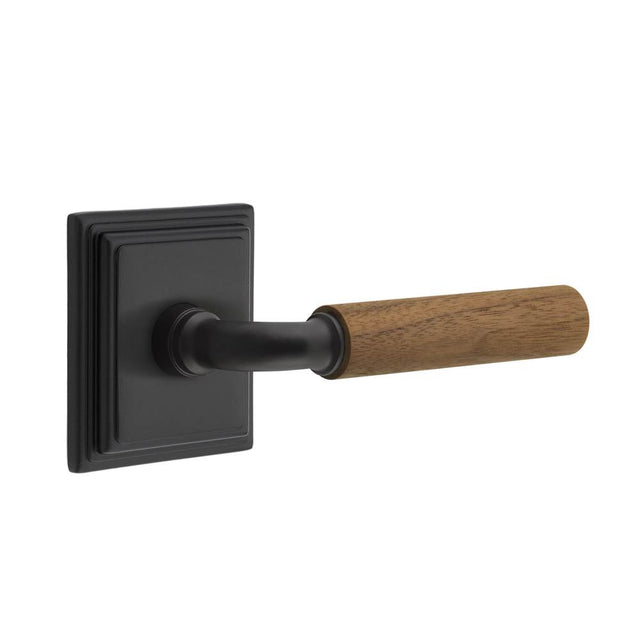 Emtek - Select Passage, Wilshire Rosette US19, R-Bar Stem US19, Dark Walnut Handle, LH - Flat Black