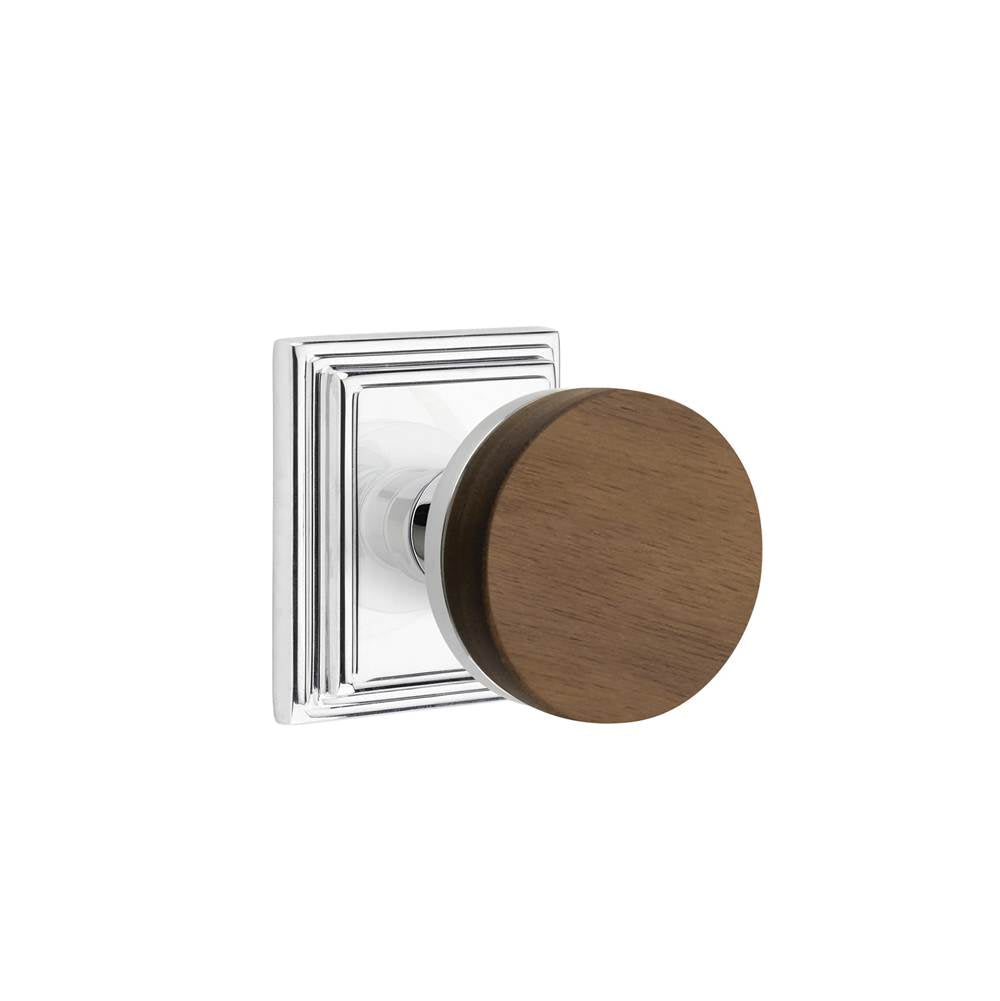Emtek - Select Passage, Wilshire Rosette US26, Conical Stem US26, Dark Walnut Knob - Polished Chrome