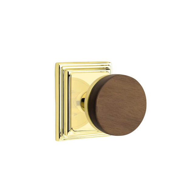 Emtek - Concealed Fastener, Select Privacy, Wilshire Rosette US3NL, Conical Stem US3NL, Dark Walnut Knob - Unlacquered Brass