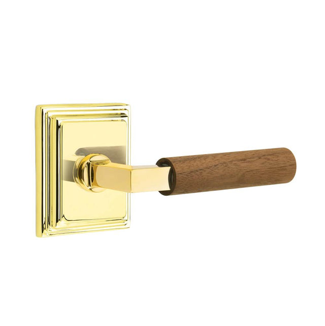 Emtek - Concealed Fastener, Select Passage, Wilshire Rosette US3NL, L-Square Stem US3NL, Dark Walnut Handle - Unlacquered Brass