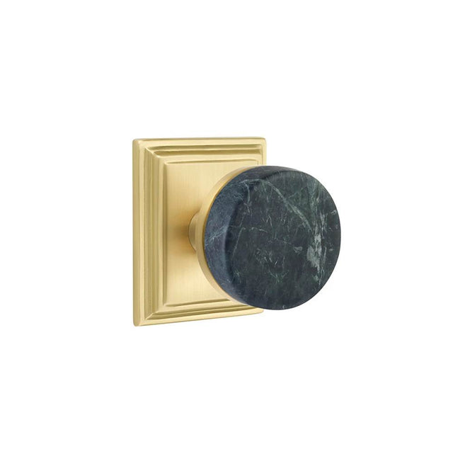 Emtek - Select Passage, Wilshire Rosette US4, Conical Stem US4, Green Marble Knob - Satin Brass