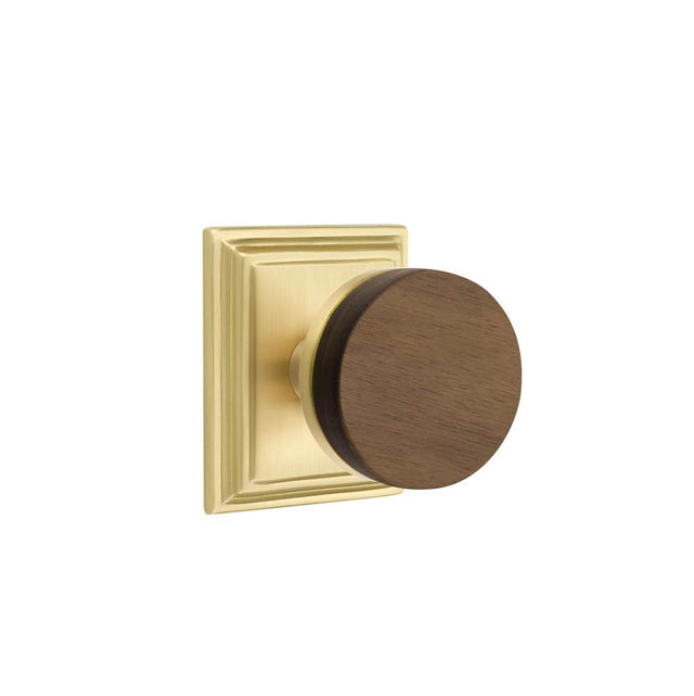 Emtek - Concealed Fastener, Select Passage, Wilshire Rosette US4, Conical Stem US4, Dark Walnut Knob - Satin Brass