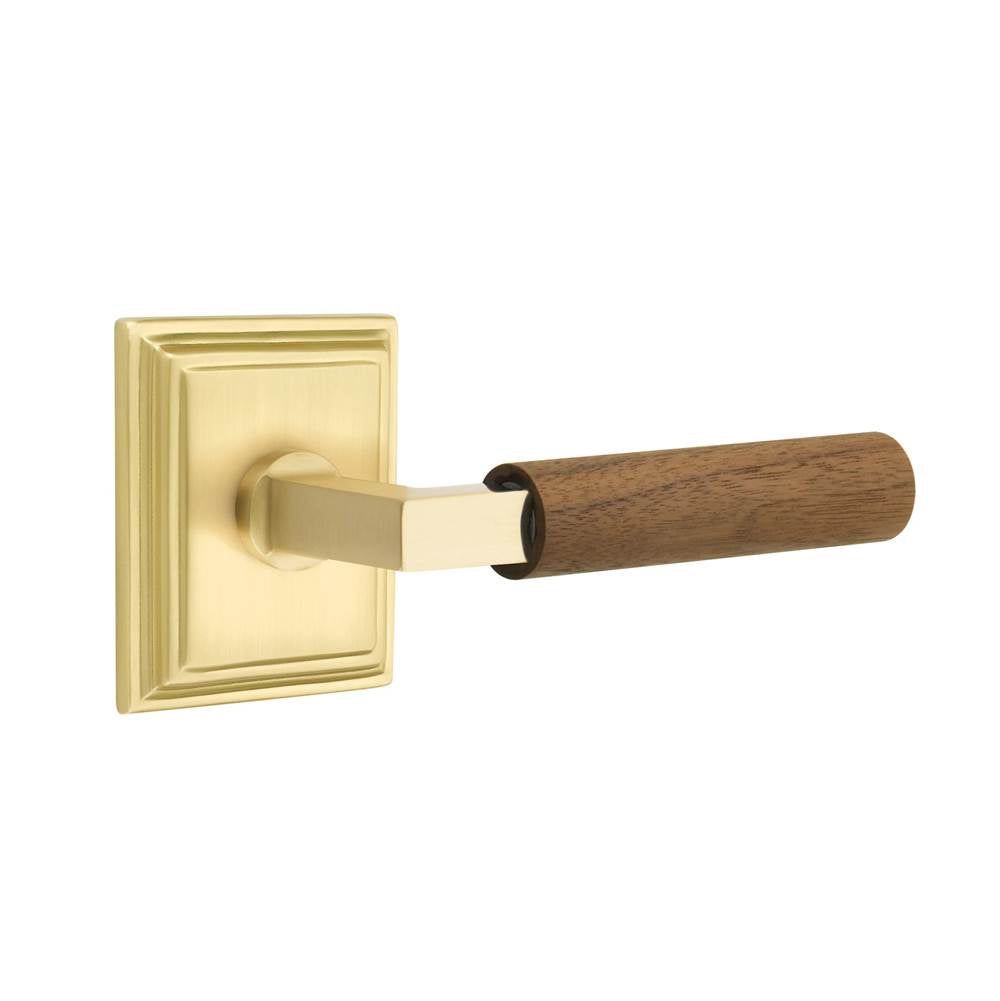 Emtek - Select Privacy, Wilshire Rosette US4, L-Square Stem US4, Dark Walnut Handle, RH - Satin Brass