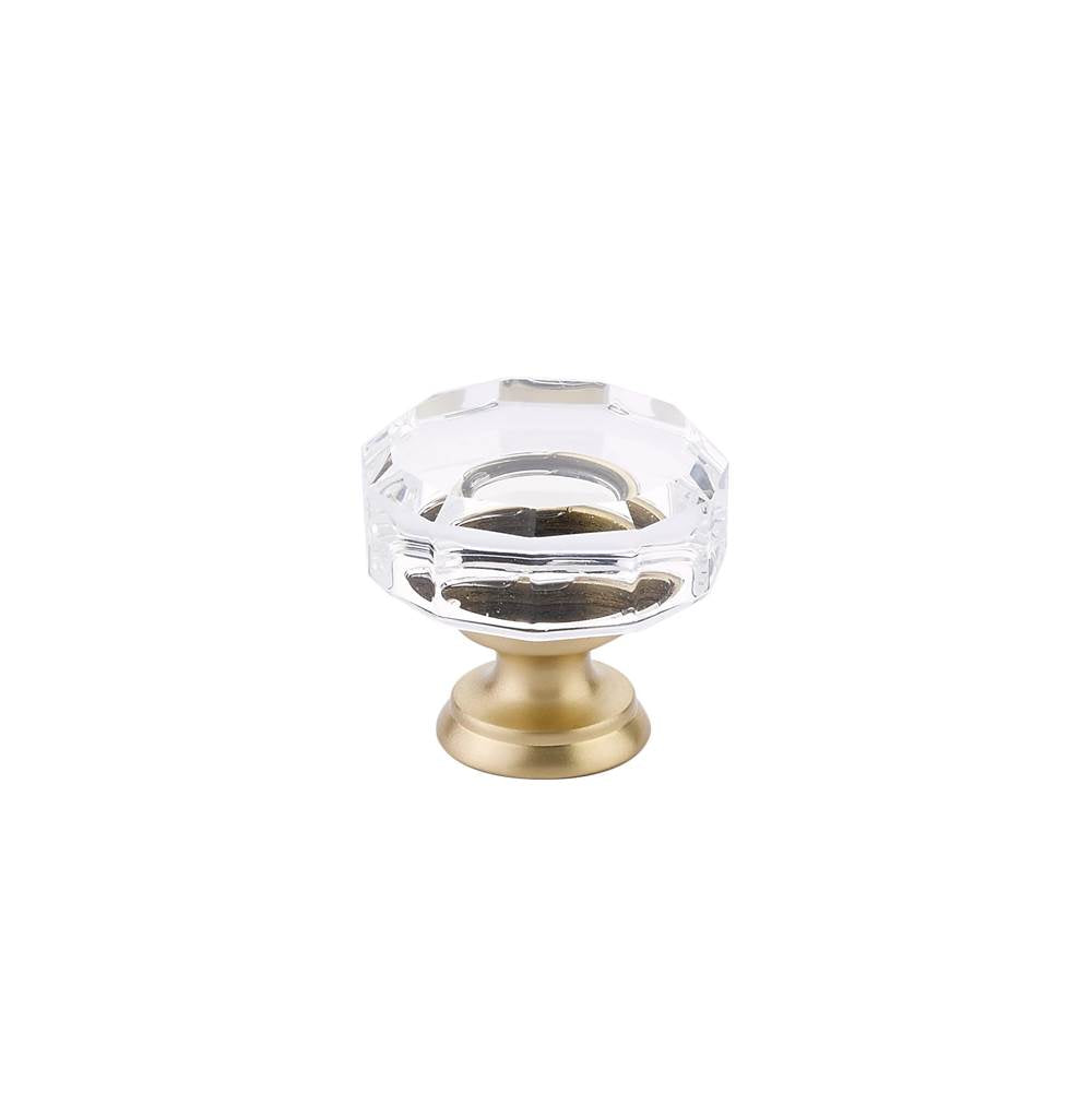 Emtek - Lowell Crystal Knob, Cabinet, 1-3/8'', US4 - Satin Brass