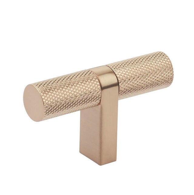 Emtek - Select Cabinet T-Knob 2-1/4'' overall, Rectangular Bar Stem Satin Copper, Knurled Bar Satin Copper - Satin Copper,Satin Copper