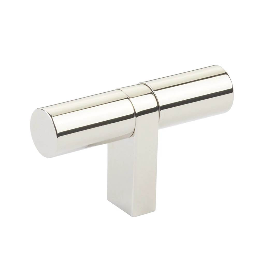 Emtek - Select Cabinet T-Knob 2-1/4'' overall, Rectangular Bar Stem US14, Smooth Bar US14 - Polished Nickel Lifetime,Polished Nickel Lifetime