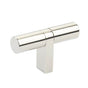 Emtek - Select Cabinet T-Knob 2-1/4'' overall, Rectangular Bar Stem US14, Smooth Bar US14 - Polished Nickel Lifetime,Polished Nickel Lifetime