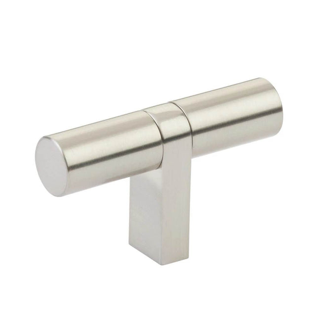 Emtek - Select Cabinet T-Knob 2-1/4'' overall, Rectangular Bar Stem US15, Smooth Bar US15 - Satin Nickel,Satin Nickel