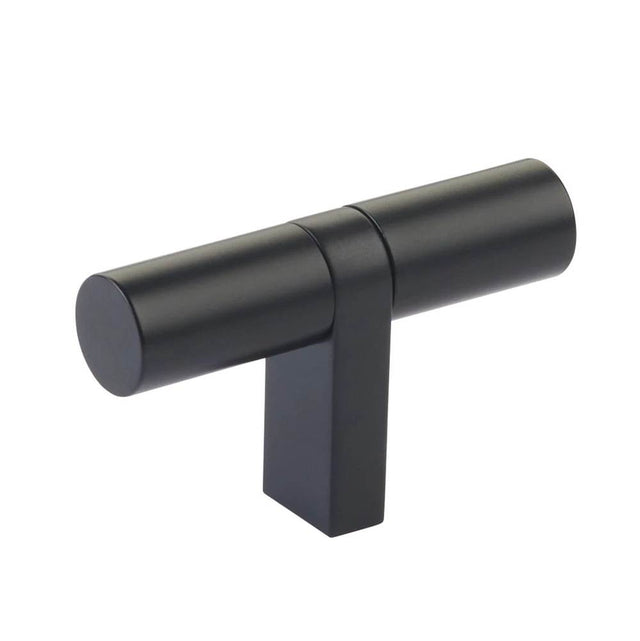 Emtek - Select Cabinet T-Knob 2-1/4'' overall, Rectangular Bar Stem US19, Smooth Bar US19 - Flat Black,Flat Black