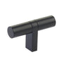 Emtek - Select Cabinet T-Knob 2-1/4'' overall, Rectangular Bar Stem US19, Smooth Bar US19 - Flat Black,Flat Black