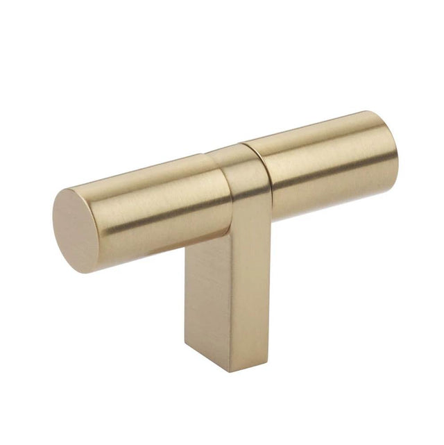 Emtek - Select Cabinet T-Knob 2-1/4'' overall, Rectangular Bar Stem US4, Smooth Bar US4 - Satin Brass,Satin Brass