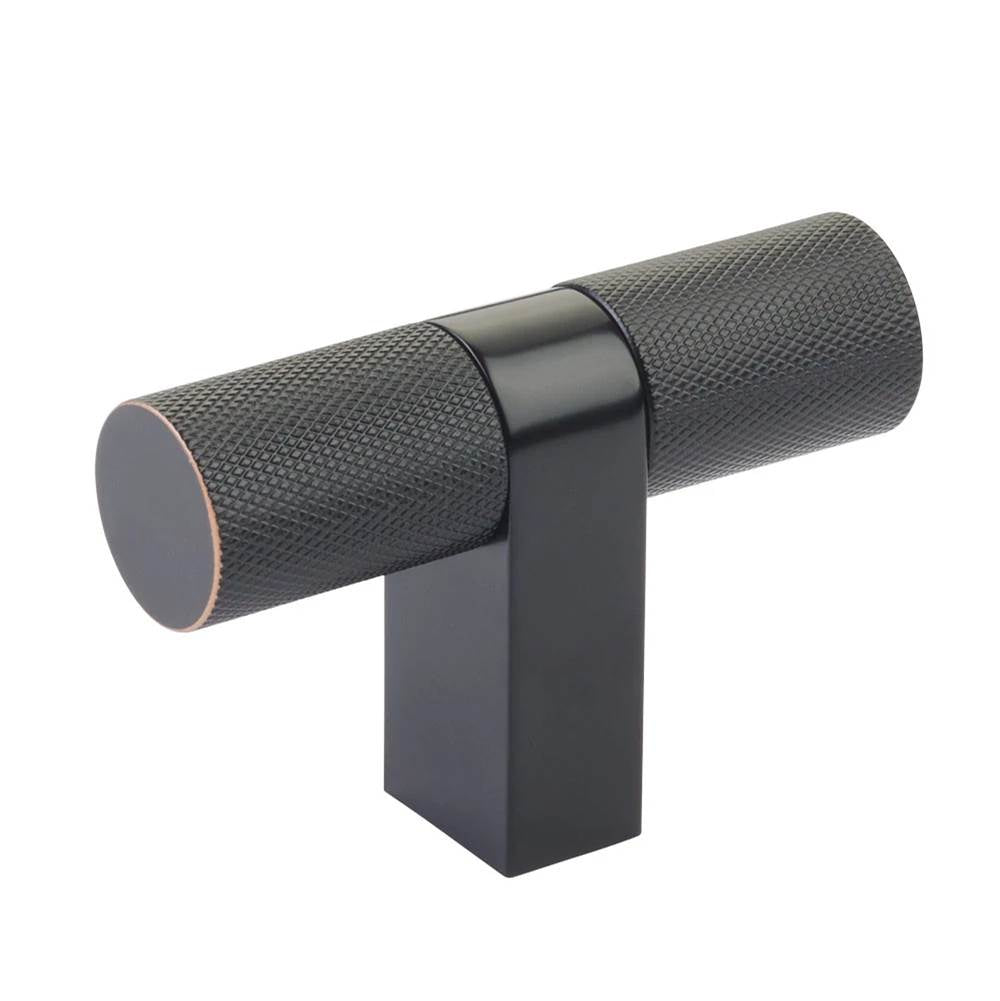 Emtek - Select Cabinet T-Knob 3-1/8'' overall, Rectangular Bar Stem US10B, Knurled Bar US10B - Oil Rubbed Bronze,Oil Rubbed Bronze