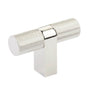 Emtek - Select Cabinet T-Knob 3-1/8'' overall, Rectangular Bar Stem US14, Knurled Bar US14 - Polished Nickel Lifetime,Polished Nickel Lifetime