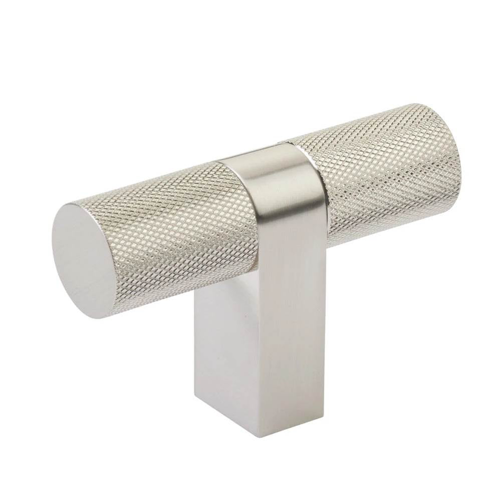 Emtek - Select Cabinet T-Knob 3-1/8'' overall, Rectangular Bar Stem US15, Knurled Bar US15 - Satin Nickel,Satin Nickel