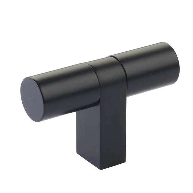 Emtek - Select Cabinet T-Knob 3-1/8'' overall, Rectangular Bar Stem US19, Smooth Bar US19 - Flat Black,Flat Black