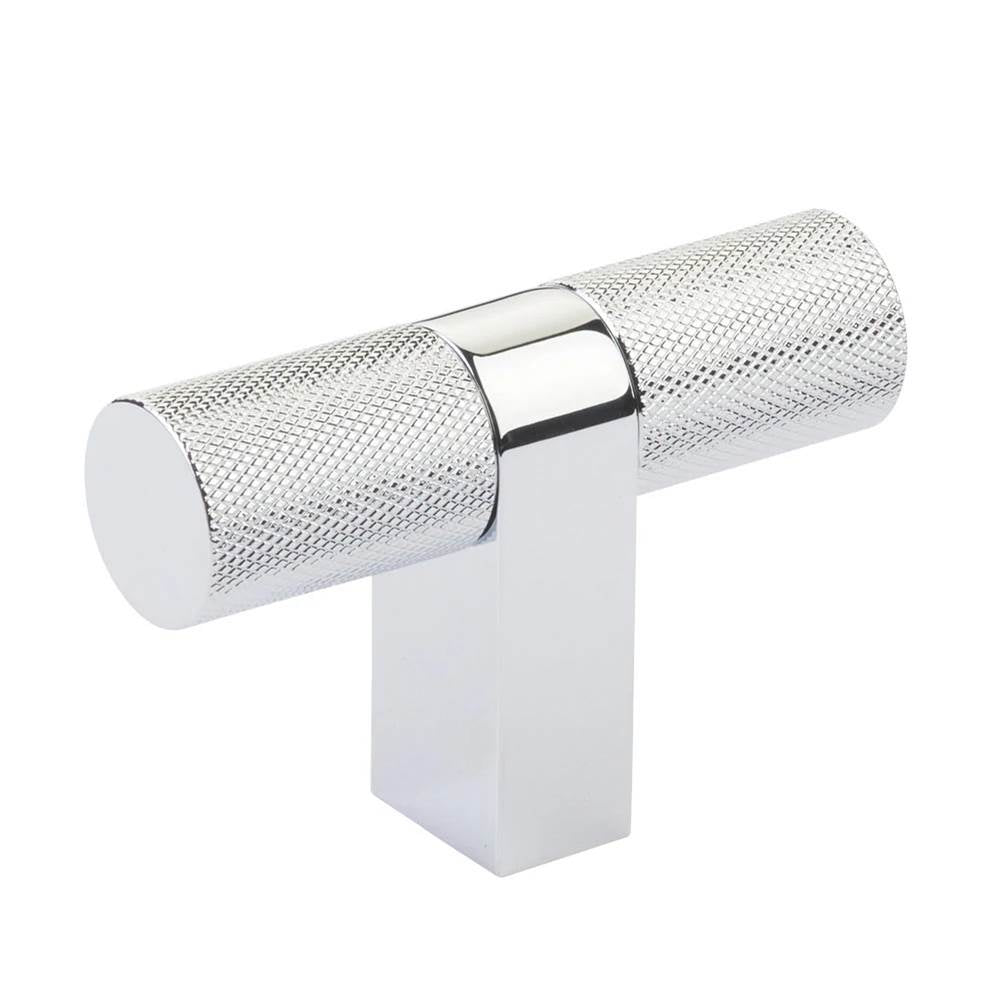 Emtek - Select Cabinet T-Knob 3-1/8'' overall, Rectangular Bar Stem US26, Knurled Bar US26 - Polished Chrome,Polished Chrome