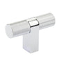 Emtek - Select Cabinet T-Knob 3-1/8'' overall, Rectangular Bar Stem US26, Knurled Bar US26 - Polished Chrome,Polished Chrome