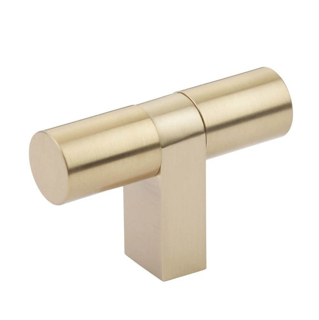 Emtek - Select Cabinet T-Knob 3-1/8'' overall, Rectangular Bar Stem US4, Smooth Bar US4 - Satin Brass,Satin Brass