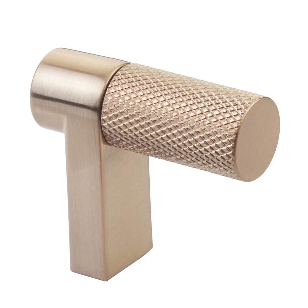 Emtek - Select Cabinet Finger Pull 1-1/2'' overall, Rectangular Stem Satin Copper, Knurled Bar Satin Copper - Satin Copper,Satin Copper