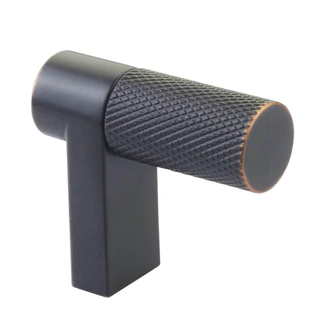 Emtek - Select Cabinet Finger Pull 1-1/2'' overall, Rectangular Stem US10B, Knurled Bar US10B - Oil Rubbed Bronze,Oil Rubbed Bronze