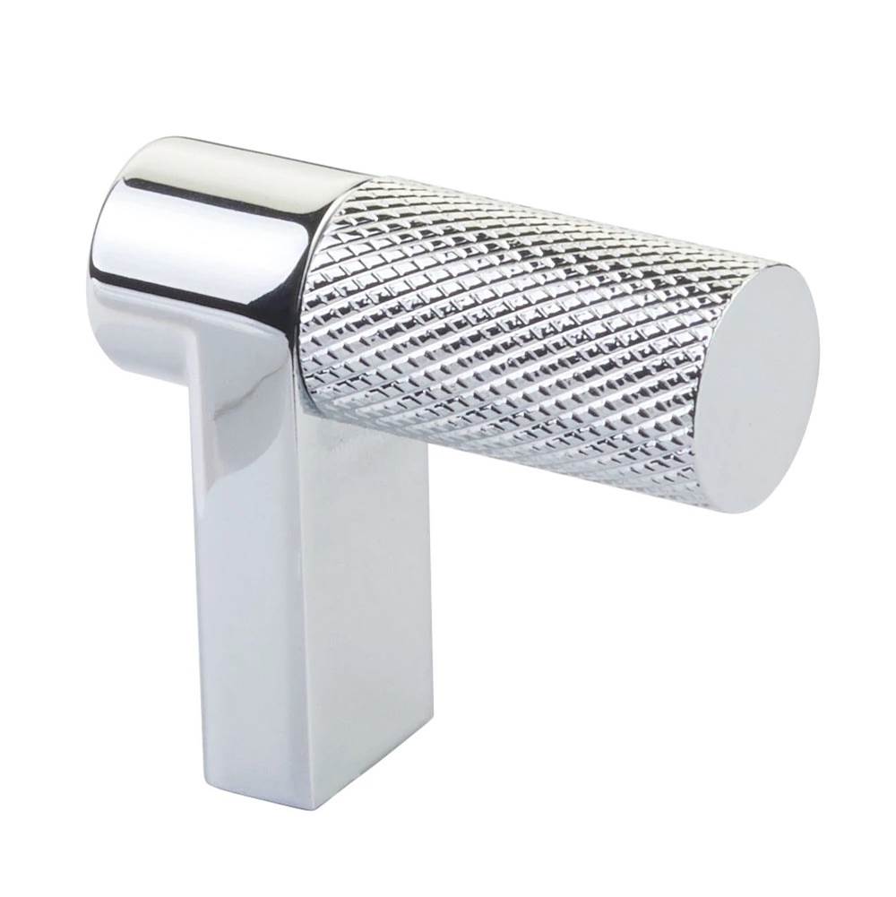 Emtek - Select Cabinet Finger Pull 1-1/2'' overall, Rectangular Stem US26, Knurled Bar US26 - Polished Chrome,Polished Chrome