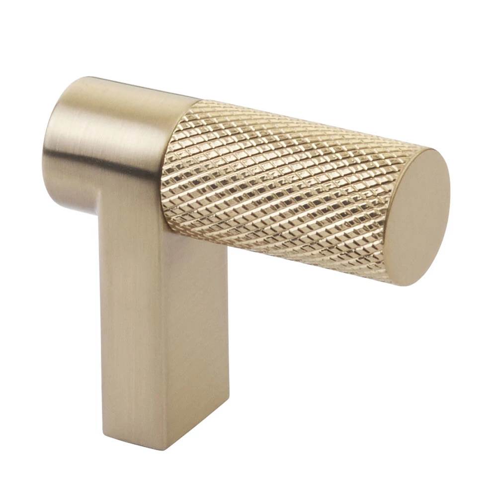 Emtek - Select Cabinet Finger Pull 1-1/2'' overall, Rectangular Stem US4, Knurled Bar US4 - Satin Brass,Satin Brass