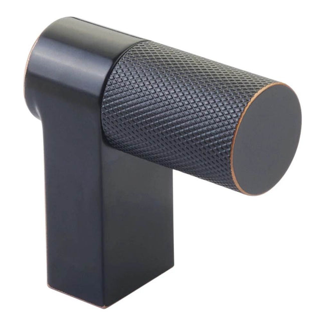 Emtek - Select Cabinet Finger Pull 2'' overall, Rectangular Stem US10B, Knurled Bar US10B - Oil Rubbed Bronze,Oil Rubbed Bronze