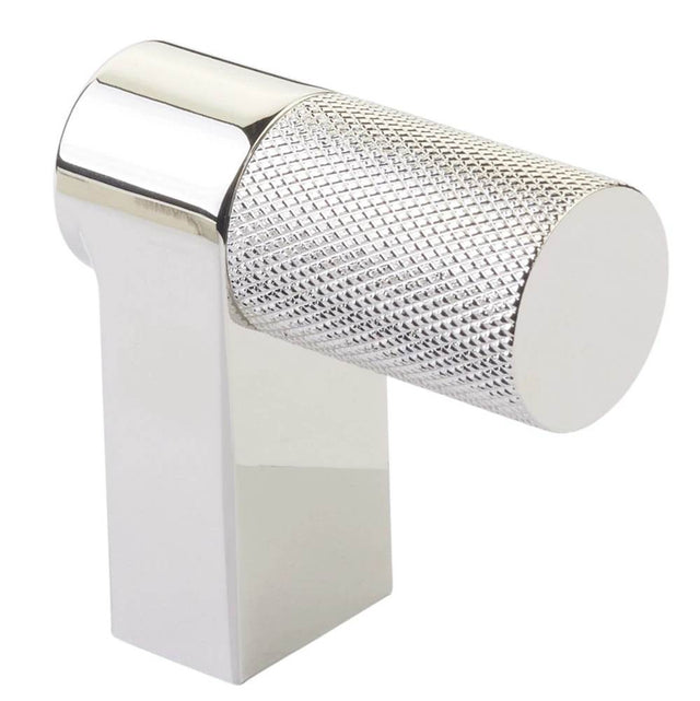 Emtek - Select Cabinet Finger Pull 2'' overall, Rectangular Stem US14, Knurled Bar US14 - Polished Nickel Lifetime,Polished Nickel Lifetime