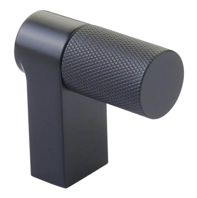 Emtek - Select Cabinet Finger Pull 2'' overall, Rectangular Stem US19, Knurled Bar US19 - Flat Black,Flat Black