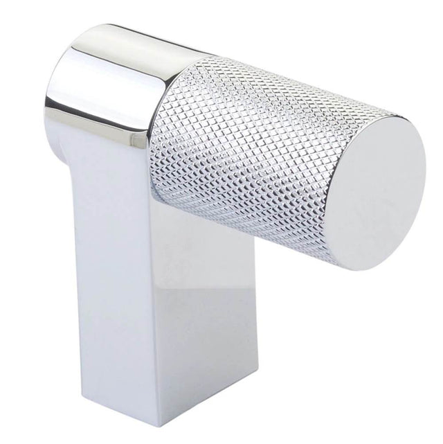 Emtek - Select Cabinet Finger Pull 2'' overall, Rectangular Stem US26, Knurled Bar US26 - Polished Chrome,Polished Chrome