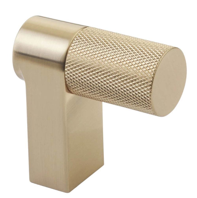 Emtek - Select Cabinet Finger Pull 2'' overall, Rectangular Stem US4, Knurled Bar US4 - Satin Brass,Satin Brass